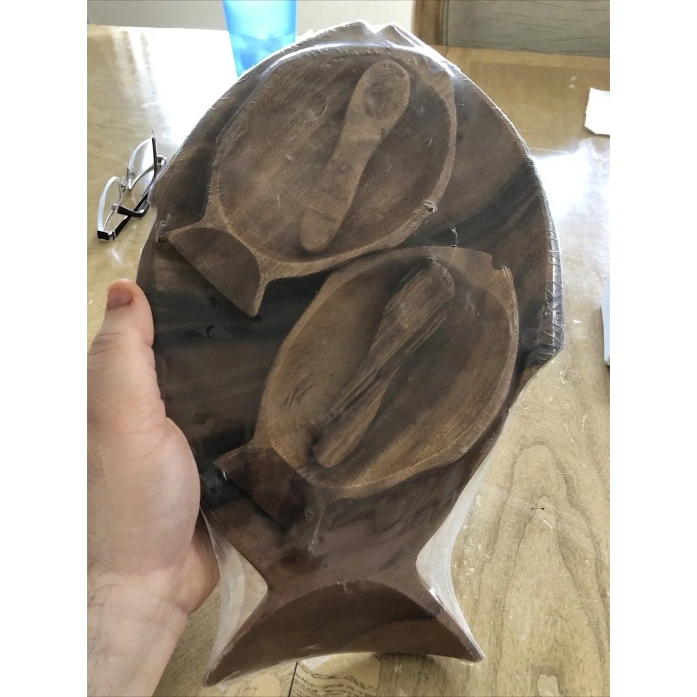 Vintage Wooden Fish Shaped Bowls SET - New (Rare) Made In Philippines